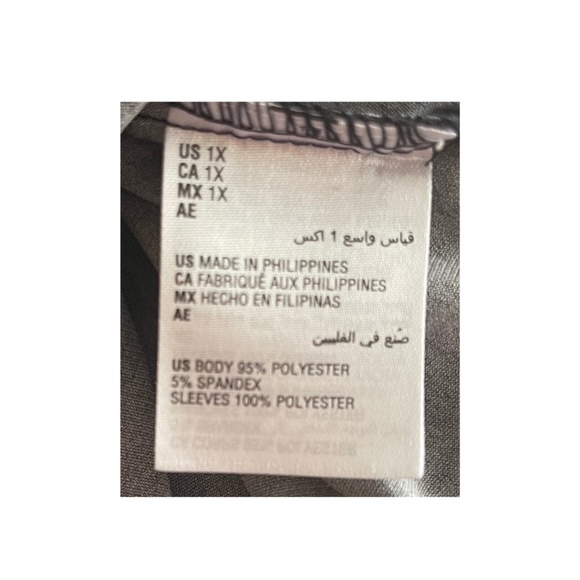 JM Collection Floral-Embellished Flared Sleeve Top-Size 1X-Black - Picture 5 of 6